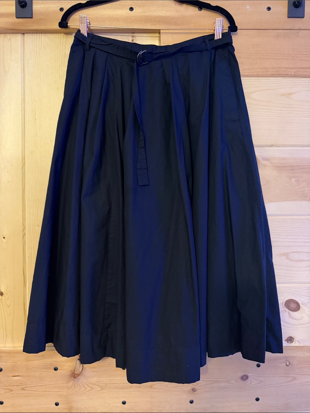 Worthington Black A-Line Full Midi Skirt with D-Ring Belt